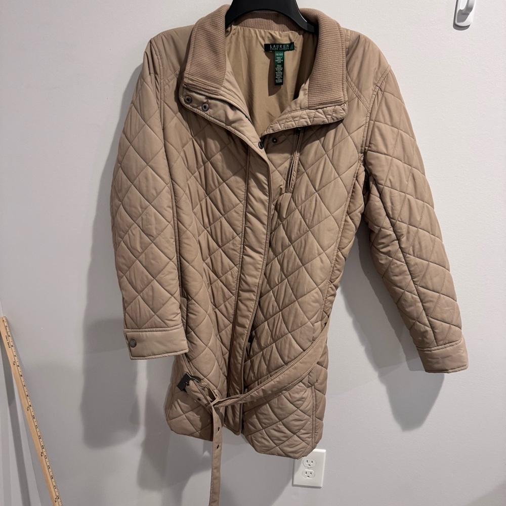 Lauren Ralph Lauren quilted jacket coat size 1X brown belted